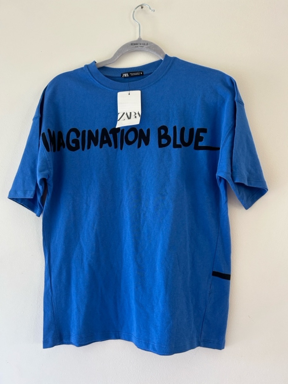 Zara women Imagination Blue Graphic Tee - Royal Blue with Black Text